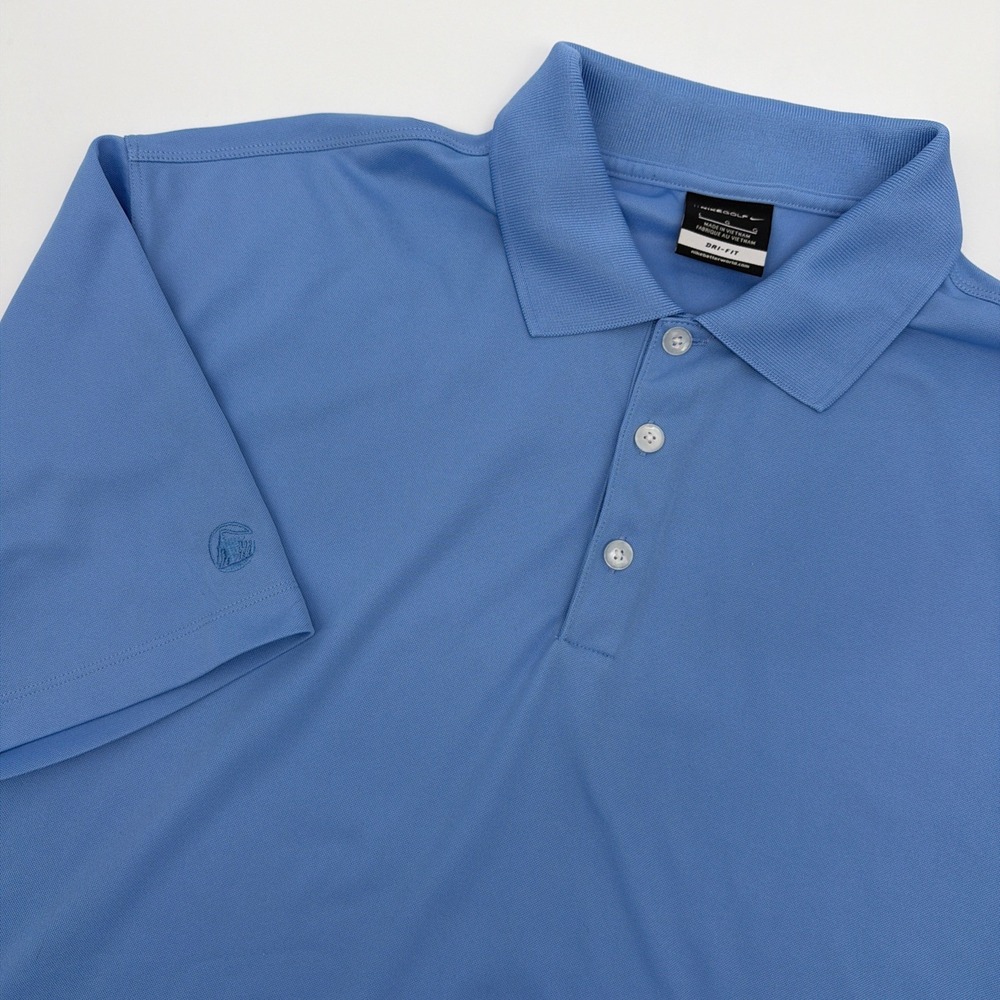 Nike Golf Yale Golf Course Polo Shirt Mens Large Blue Dri-Fit Ivy League Logo